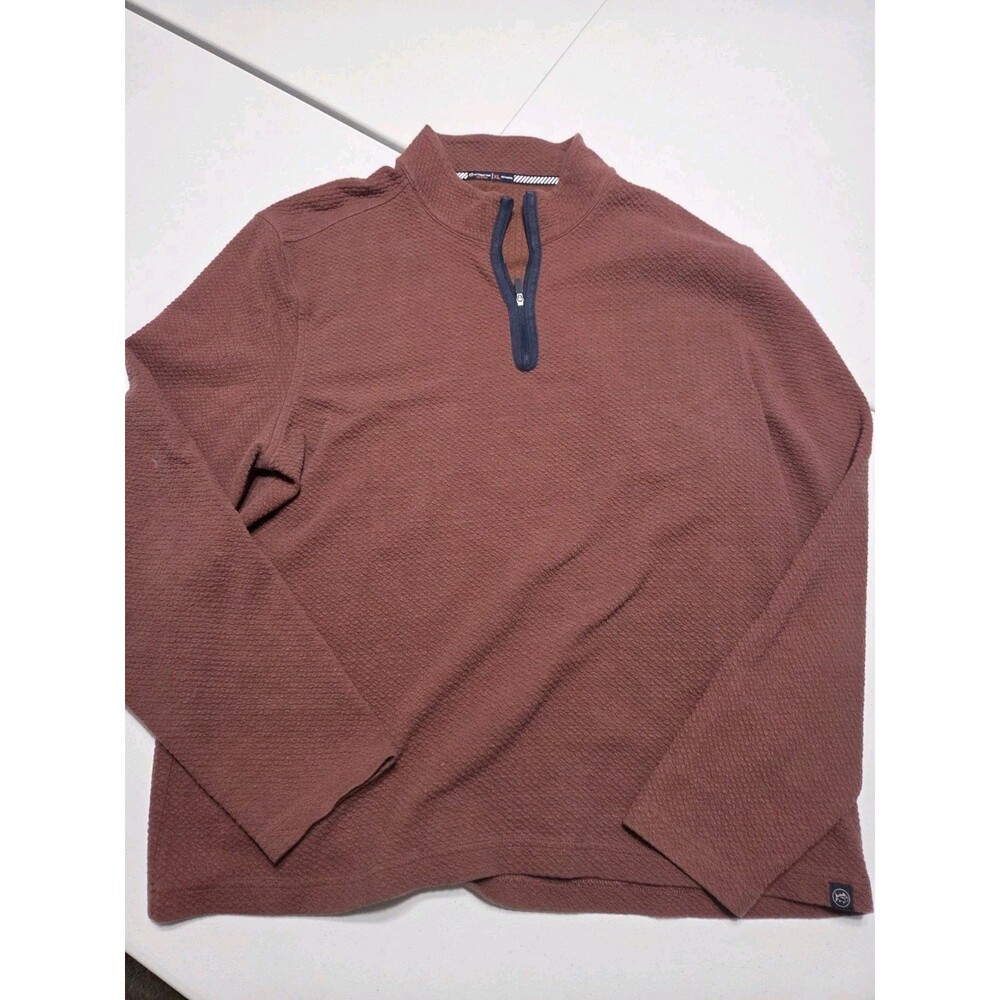 Southern Tide Pullover Mens XL Brown Maroon Quarter Zip Fleece Tide To Trail Top